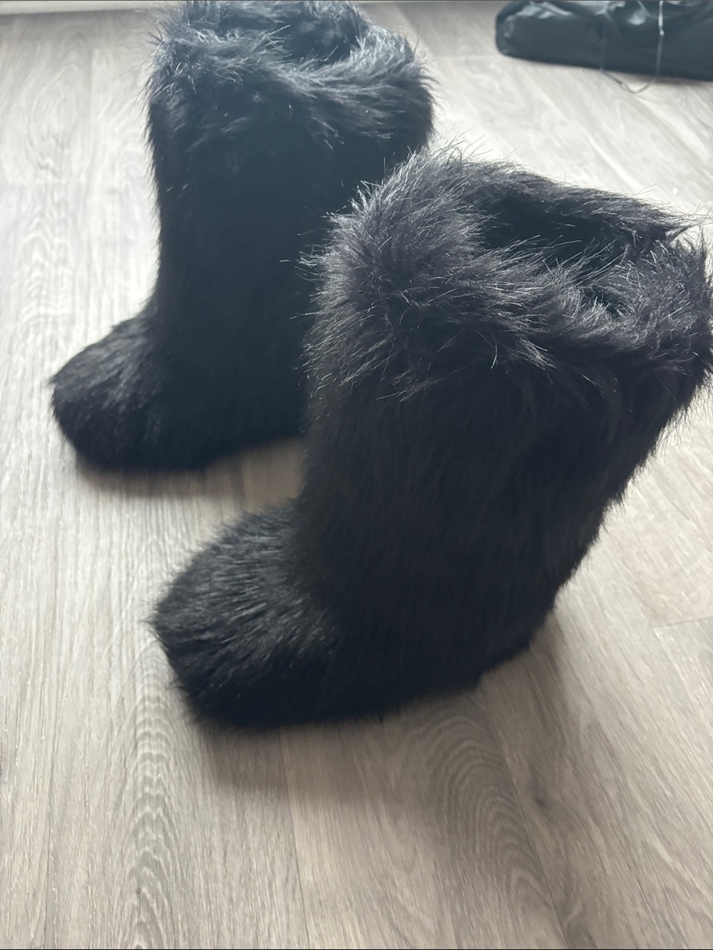 Black Faux Fur Calf Boots
